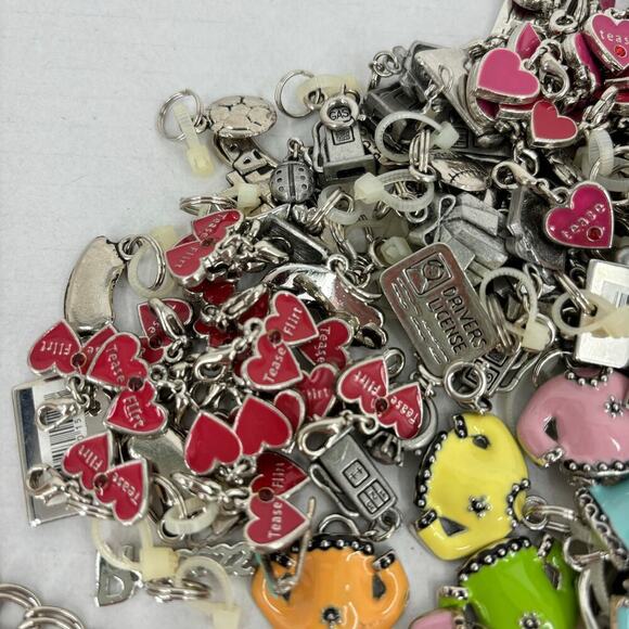 Bracelets and Jewelry Charms Silver Tone Over 130 Pieces and 11 Chain Bracelets - Picture 4 of 9